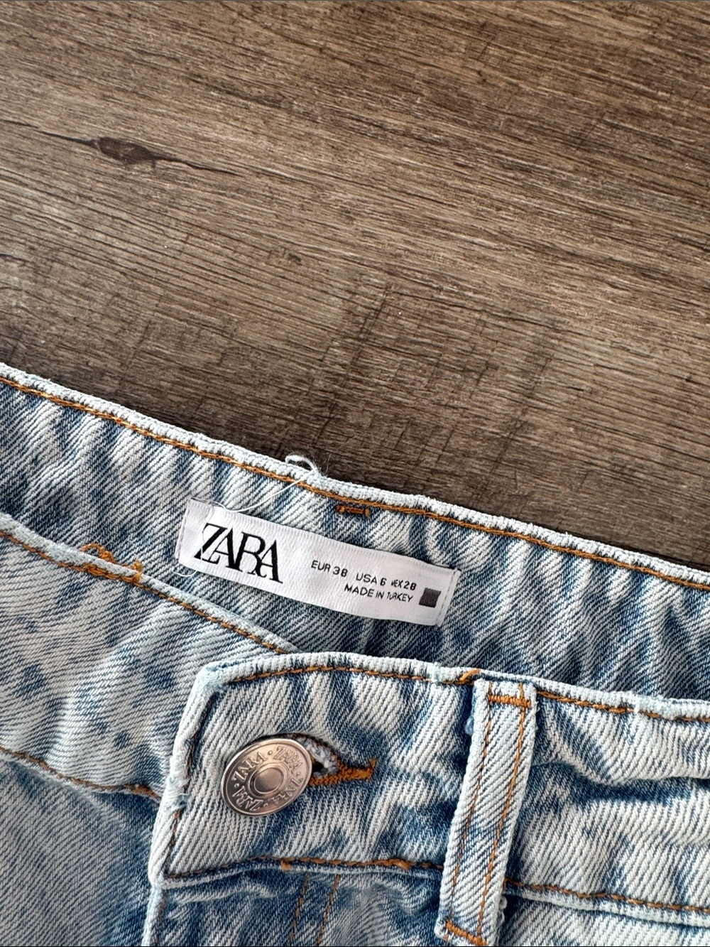 Zara Light Blue Distressed Straight-Leg Jeans - Picture 2 of 3